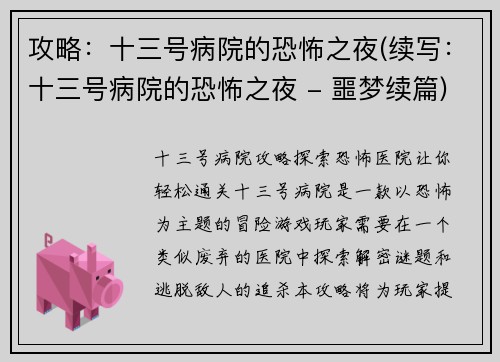 攻略：十三号病院的恐怖之夜(续写：十三号病院的恐怖之夜 - 噩梦续篇)